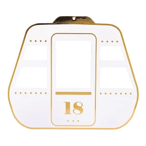 Winterdeko^DecoWoerner Gondel Display Weiß / Gold 38 X 31 Cm
