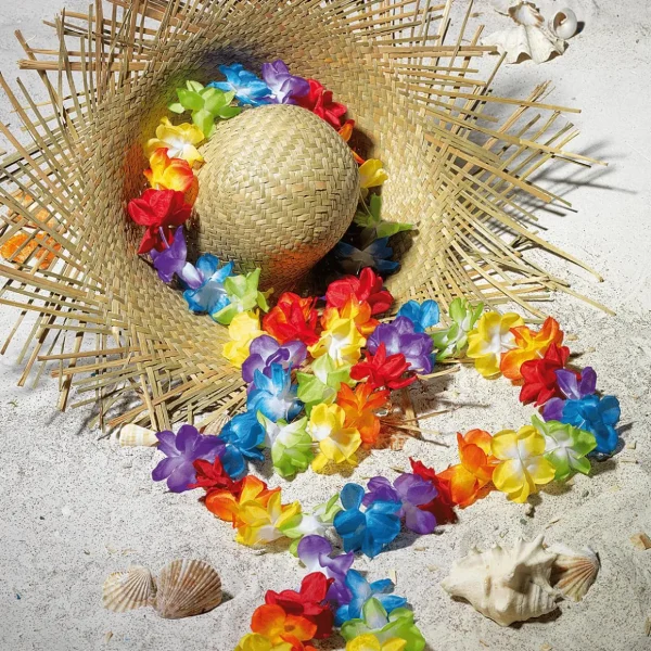 Sommerdeko^DecoWoerner Hawaii-Blumenketten, Pack à 3 Stück mehrfarbig