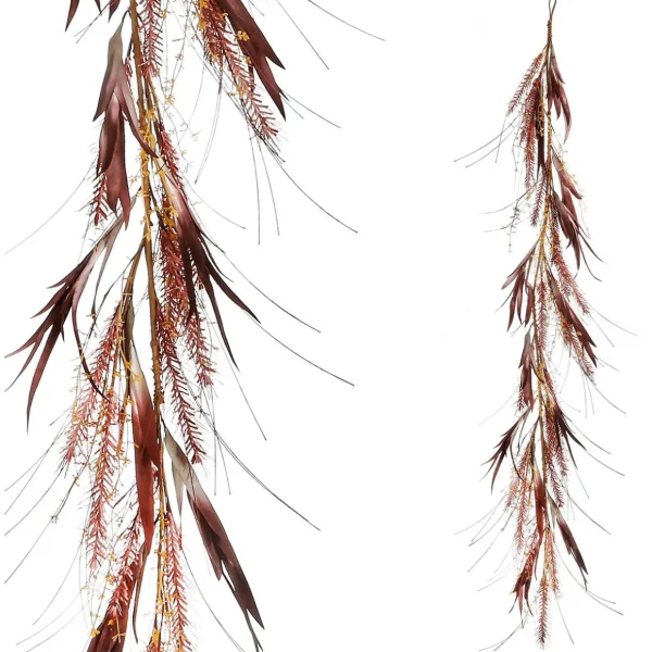 Herbstdeko | Girlanden & Ranken^DecoWoerner Herbstliche Dekoranke Lampenputzergras-Mix Mit em Eukalyptus 165 Cm rot