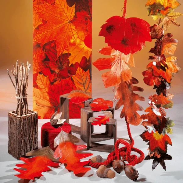 Herbstdeko | Blätter^DecoWoerner Herbstliche Kunstblätter 80 Cm, 3 Stück orange