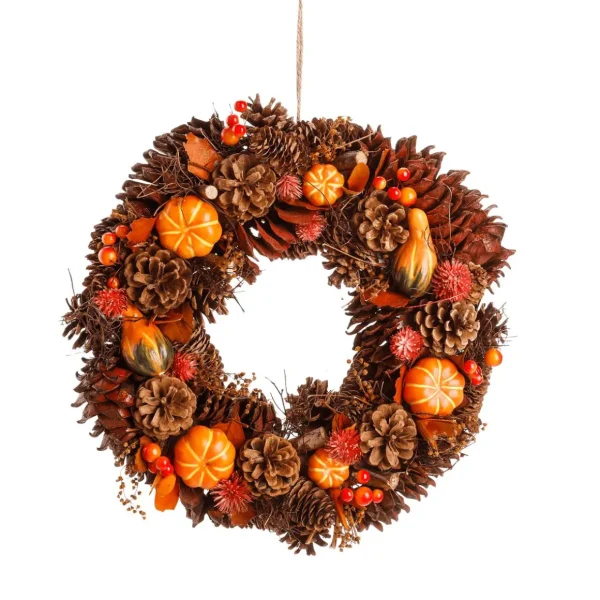 Herbstdeko^DecoWoerner Herbstlicher Türkranz 38 Cm Ø braun