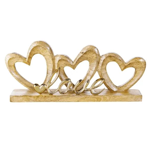 Themen-Deko^DecoWoerner Herz-Holz-Aufsteller Mit Love-Buchstaben 35 X 5 X 16 Cm braun