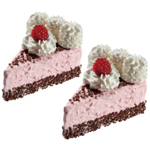 Brot & Kuchen^DecoWoerner Himbeertorten Lebensmittel-Attrappe, Pack à 2 Stück rosa