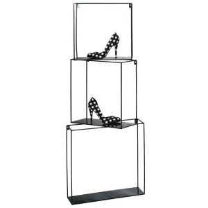 Warenpräsentation^DecoWoerner Hängeregal Set á 3 Stück schwarz