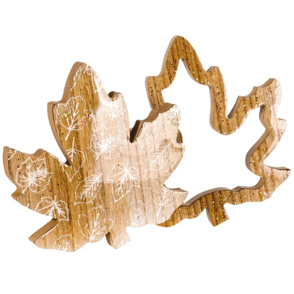 Naturdeko | Herbstdeko^DecoWoerner Holz Deko Ahornblätter Set 2 Stück braun