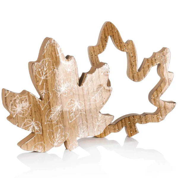 Naturdeko | Herbstdeko^DecoWoerner Holz Deko Ahornblätter Set 2 Stück braun