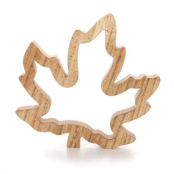 Naturdeko | Herbstdeko^DecoWoerner Holz Deko Ahornblätter-Silhouetten Set 2 Stück Braun 17 X 16,5 X 1,8 Cm Naturholz