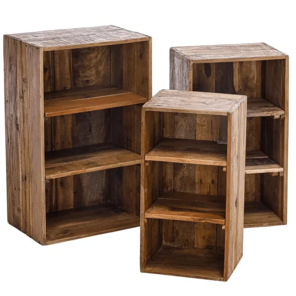 Warenpräsentation | Naturdeko^DecoWoerner Holz Deko Regale 3 Stück, 50 Cm, 65 Cm, 70 Cm Hoch Naturholz