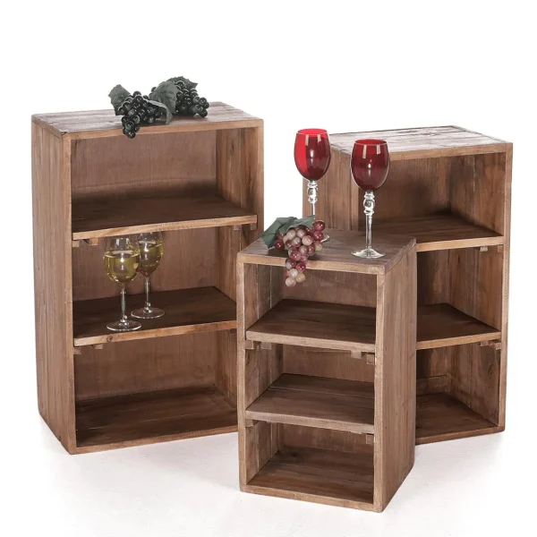 Warenpräsentation | Naturdeko^DecoWoerner Holz Deko Regale 3 Stück, 50 Cm, 65 Cm, 70 Cm Hoch Naturholz