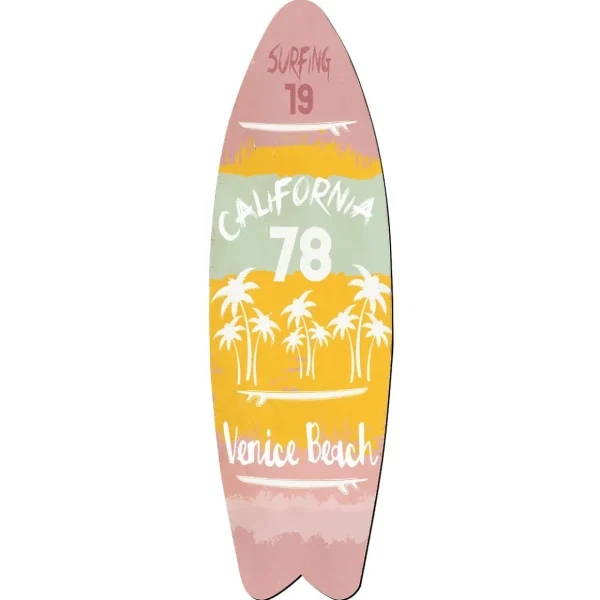 Sommerdeko^DecoWoerner Holz Deko Surfbrett Rosa Orange Grün 130 Cm mehrfarbig