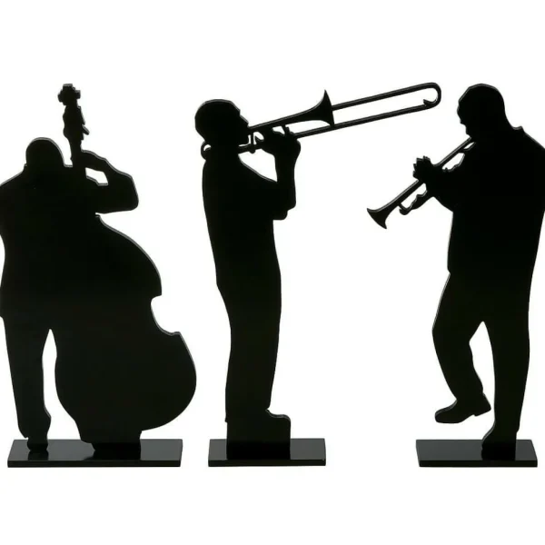 Naturdeko | Sommerdeko^DecoWoerner Holzaufsteller "Kubanische Musiker" 50 Cm schwarz