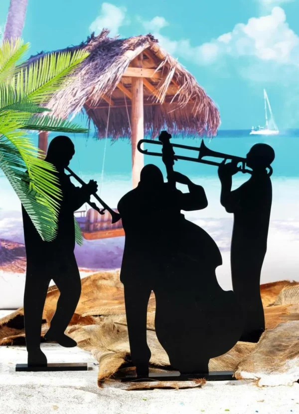 Naturdeko | Sommerdeko^DecoWoerner Holzaufsteller "Kubanische Musiker" 50 Cm schwarz