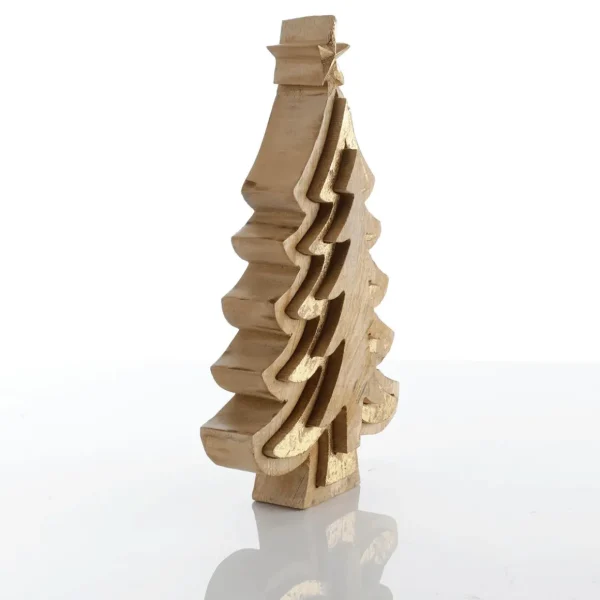 Weihnachtsfiguren^DecoWoerner Holz-Aufsteller "Tanne" 26 Cm Hoch gold