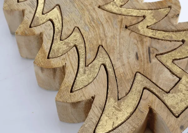 Weihnachtsfiguren^DecoWoerner Holz-Aufsteller "Tanne" 26 Cm Hoch gold