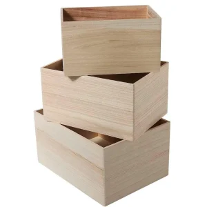 Sommerdeko | Pflanzengefäße & Dekorationshilfen^DecoWoerner Holzkisten-Satz Rechteckig, Set à 3 Stück Naturholz