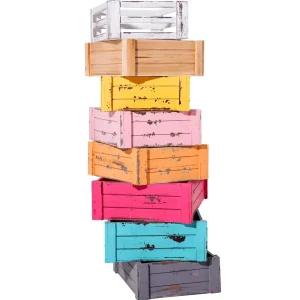 Pflanzengefäße & Dekorationshilfen^DecoWoerner Holzkisten-Satz, rosa