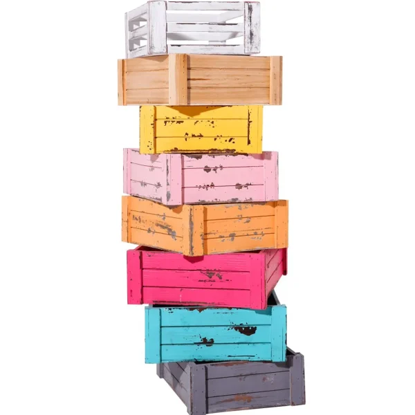 Pflanzengefäße & Dekorationshilfen^DecoWoerner Holzkisten-Satz, rosa