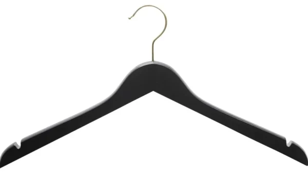 Kleiderbügel^DecoWoerner Holz-Kleiderbügel Mit Kerben, /messing 44 Cm schwarz