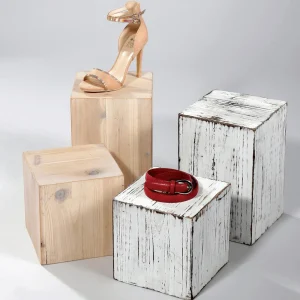 Warenpräsentation | Naturdeko^DecoWoerner Holz-Minisäulen Set Natur Beige