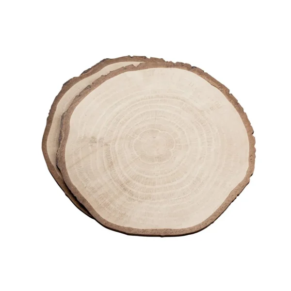 Warenpräsentation | Themen-Deko^DecoWoerner Holzscheibendisplay Bedruckt 23 Cm Ø 2er Set braun