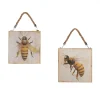 Sommerdeko | Frühlingsdeko^DecoWoerner Holz-Wandbilder Holzschilder Mit Bienen-Motiv 2 Stück 19 X 19 X 1,7 Cm gelb