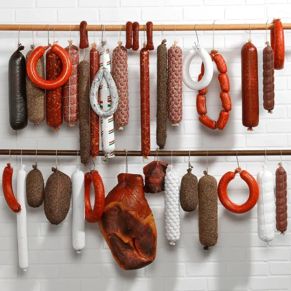 Fleisch & Wurst^DecoWoerner Italienischer Salami Ring Lebensmittel-Attrappe 23 Cm weiß
