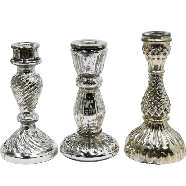 Dekorationshilfen & Werkzeug^DecoWoerner Kerzen-Ständer, Set à 3 Stück silber