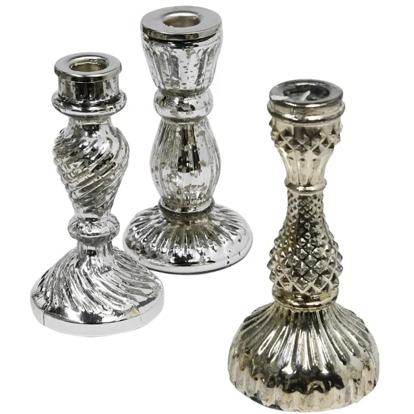 Dekorationshilfen & Werkzeug^DecoWoerner Kerzen-Ständer, Set à 3 Stück silber