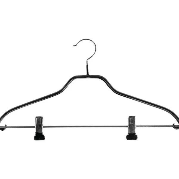 Kleiderbügel^DecoWoerner Kleiderbügel Mit Klammern Anti-Rutsch 40 Cm, , 1 Karton à 50 Stück schwarz