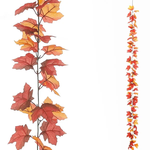 Herbstdeko | Girlanden & Ranken^DecoWoerner Künstliche Ahorn-Blättergirlande - Braun 180 Cm orange