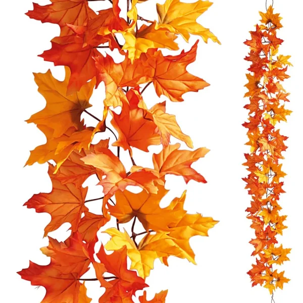 Herbstdeko | Girlanden & Ranken^DecoWoerner Künstliche Ahorn-Blätterranke 180 Cm orange