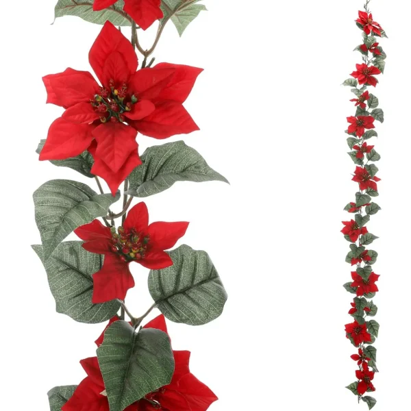 Girlanden & Ranken^DecoWoerner Künstliche Christstern Ranke 180 Cm rot