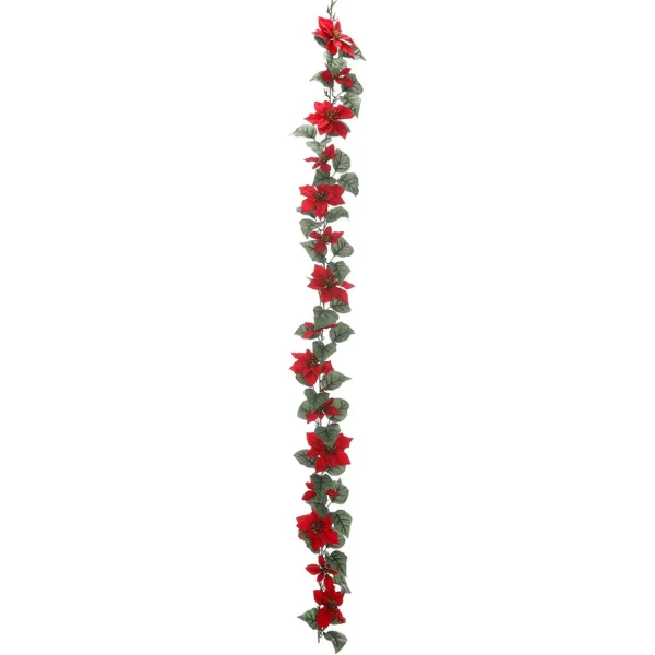 Girlanden & Ranken^DecoWoerner Künstliche Christstern Ranke 180 Cm rot