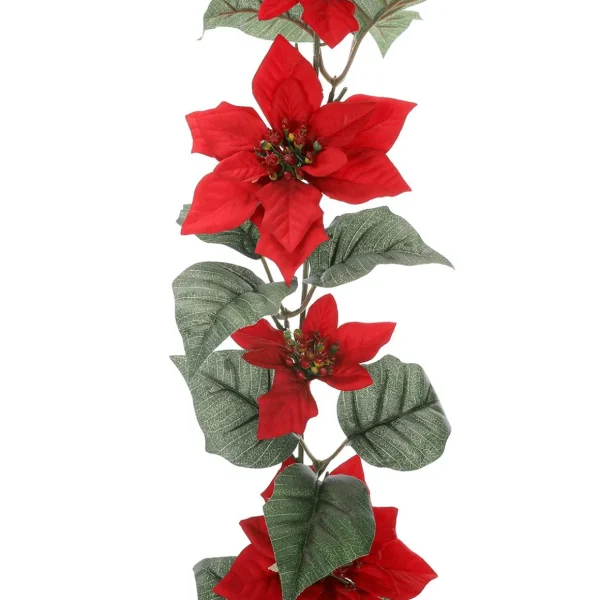 Girlanden & Ranken^DecoWoerner Künstliche Christstern Ranke 180 Cm rot