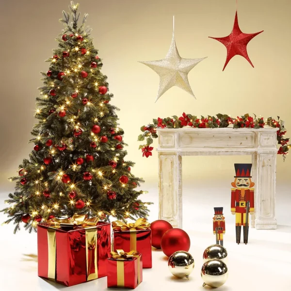 Girlanden & Ranken^DecoWoerner Künstliche Christstern Ranke 180 Cm rot