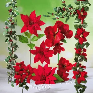 Girlanden & Ranken^DecoWoerner Künstliche Christstern Ranke 180 Cm rot