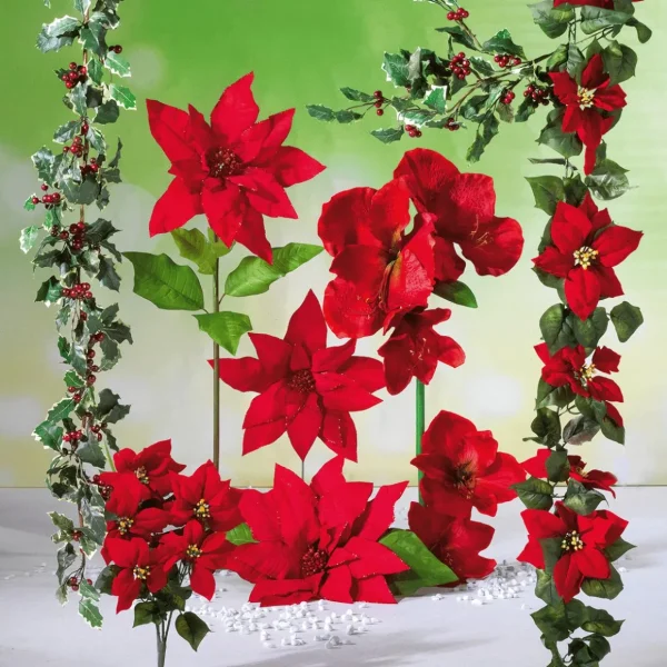Girlanden & Ranken^DecoWoerner Künstliche Christstern Ranke 180 Cm rot