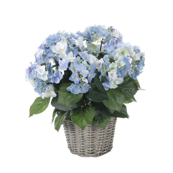 Kunstblumen^DecoWoerner Künstliche Deko Hortensien Im Korb , 44 Cm blau