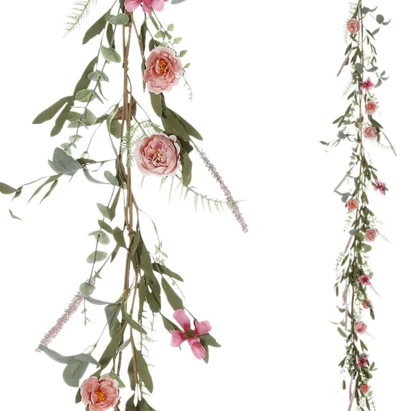 Frühlingsdeko | Girlanden & Ranken^DecoWoerner Künstliche Eukalyptus-Rosen-Girlande 183 Cm rosa