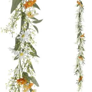 Frühlingsdeko | Girlanden & Ranken^DecoWoerner Künstliche Feldblumen-Girlande - Weiß 158 Cm orange
