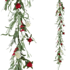 Sommerdeko | Girlanden & Ranken^DecoWoerner Künstliche Feldblumen-Girlande Kunstranke Rot - Weiß 158 Cm rosa