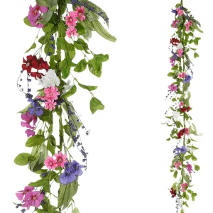 Girlanden & Ranken^DecoWoerner Künstliche Feldblumen-Girlande Blumen-Ranke Rosa Lila 158 Cm mehrfarbig