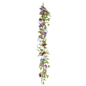 Girlanden & Ranken^DecoWoerner Künstliche Feldblumen-Girlande Blumen-Ranke Rosa Lila 158 Cm mehrfarbig