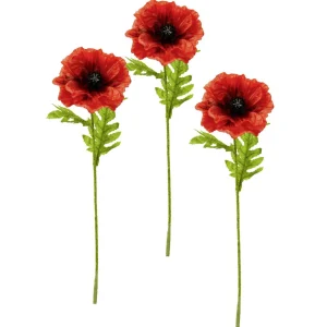 Kunstblumen^DecoWoerner Künstliche Mohnblume 3 Tlg. Set In rot
