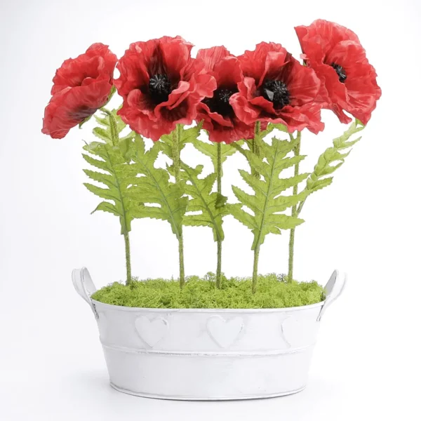 Kunstblumen^DecoWoerner Künstliche Mohnblume 3 Tlg. Set In rot