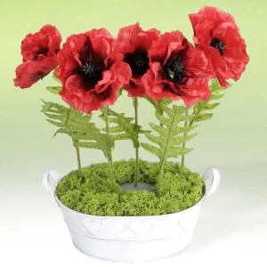 Kunstblumen^DecoWoerner Künstliche Mohnblume 3 Tlg. Set In rot