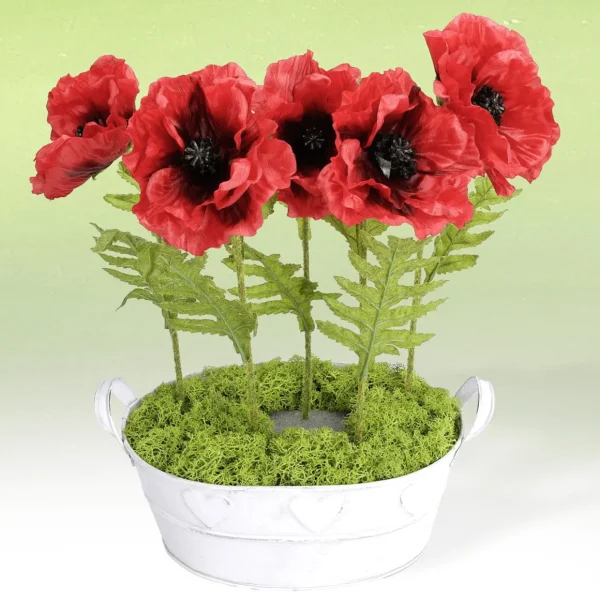 Kunstblumen^DecoWoerner Künstliche Mohnblume 3 Tlg. Set In rot