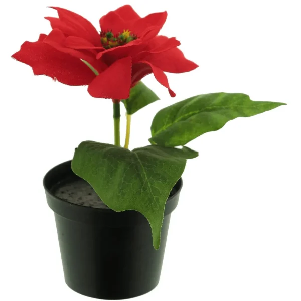 Zimmerpflanzen | Kunstblumen^DecoWoerner Künstliche Poinsettie Im Topf 15 Cm rot