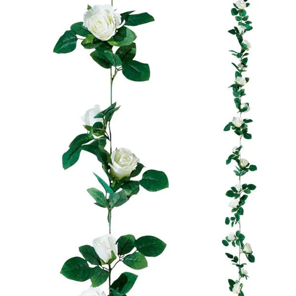 Girlanden & Ranken | Kunstblumen^DecoWoerner Künstliche Rosen-Ranke 180 Cm weiß