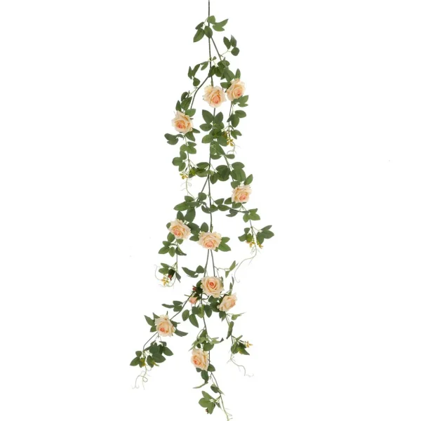 Girlanden & Ranken | Kunstblumen^DecoWoerner Künstliche Rosenranke Apricot 125 Cm Mit Haken orange